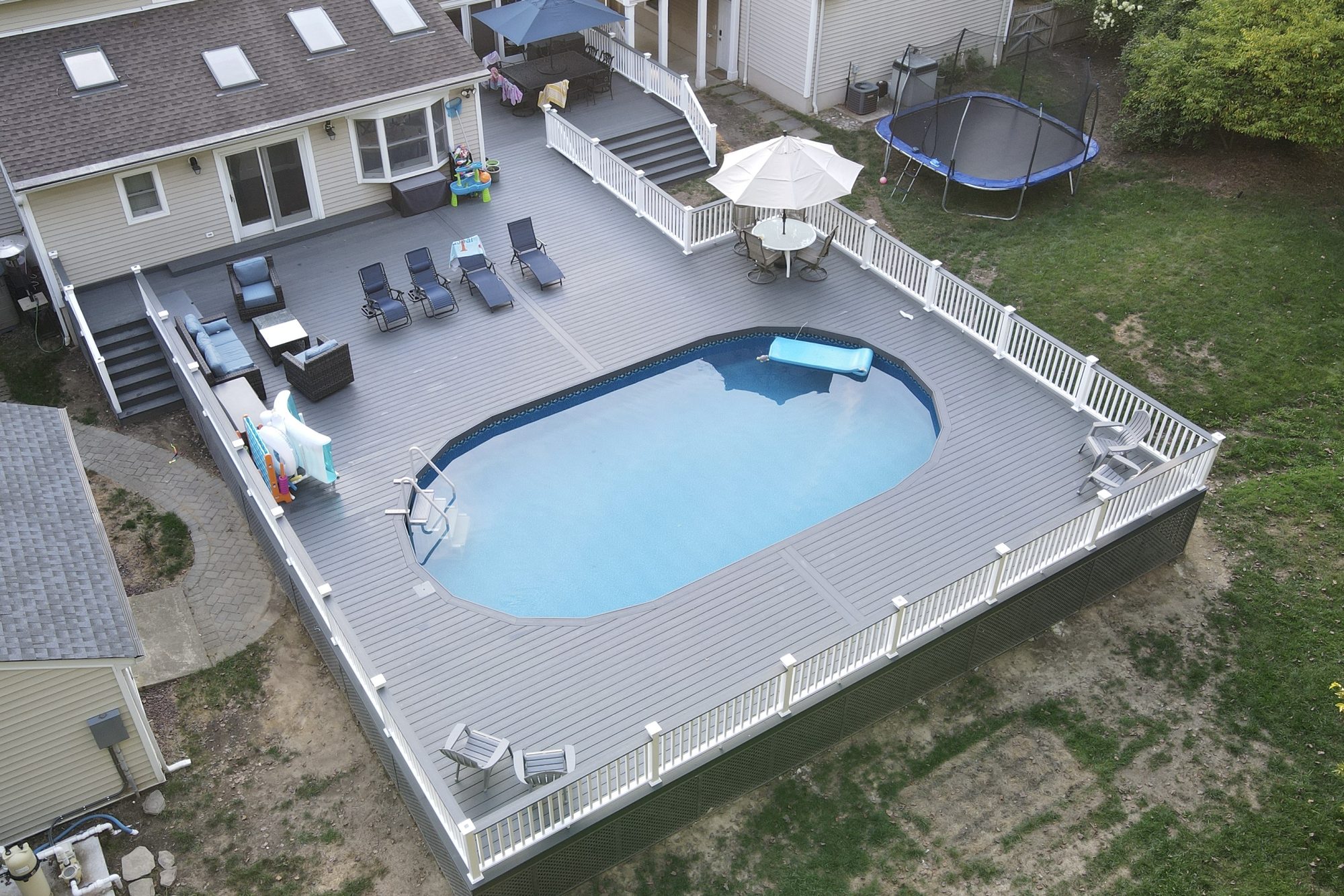 Raised Rectangle Pool with Dual Stair Access