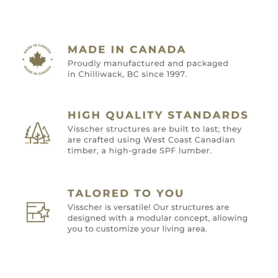 Visscher brand pillars — Made in Canada, High Quality Standards, Tailored to You