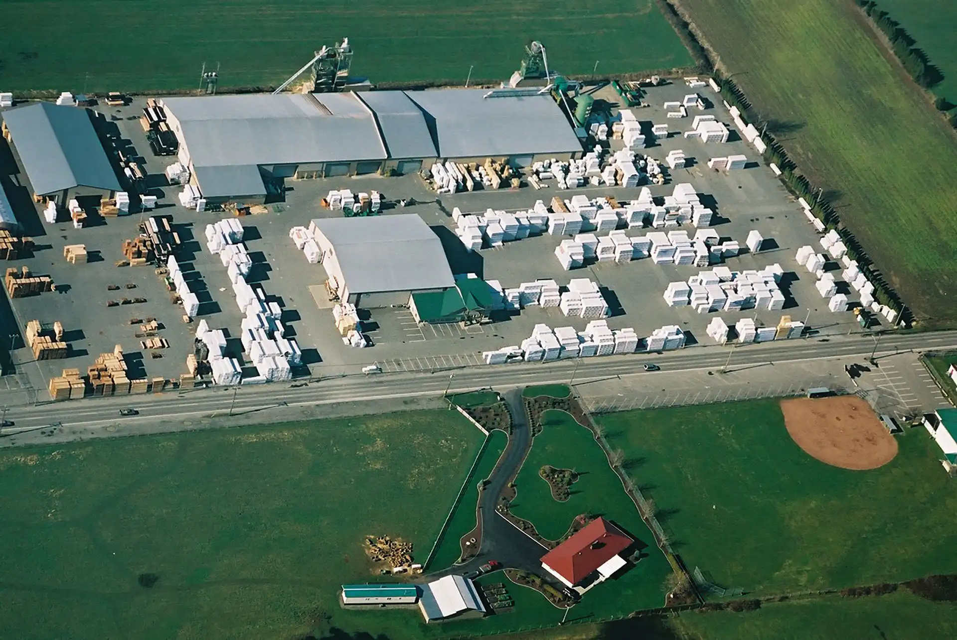 Aerial view of Visscher manufacturing facility in Chilliwack, BC